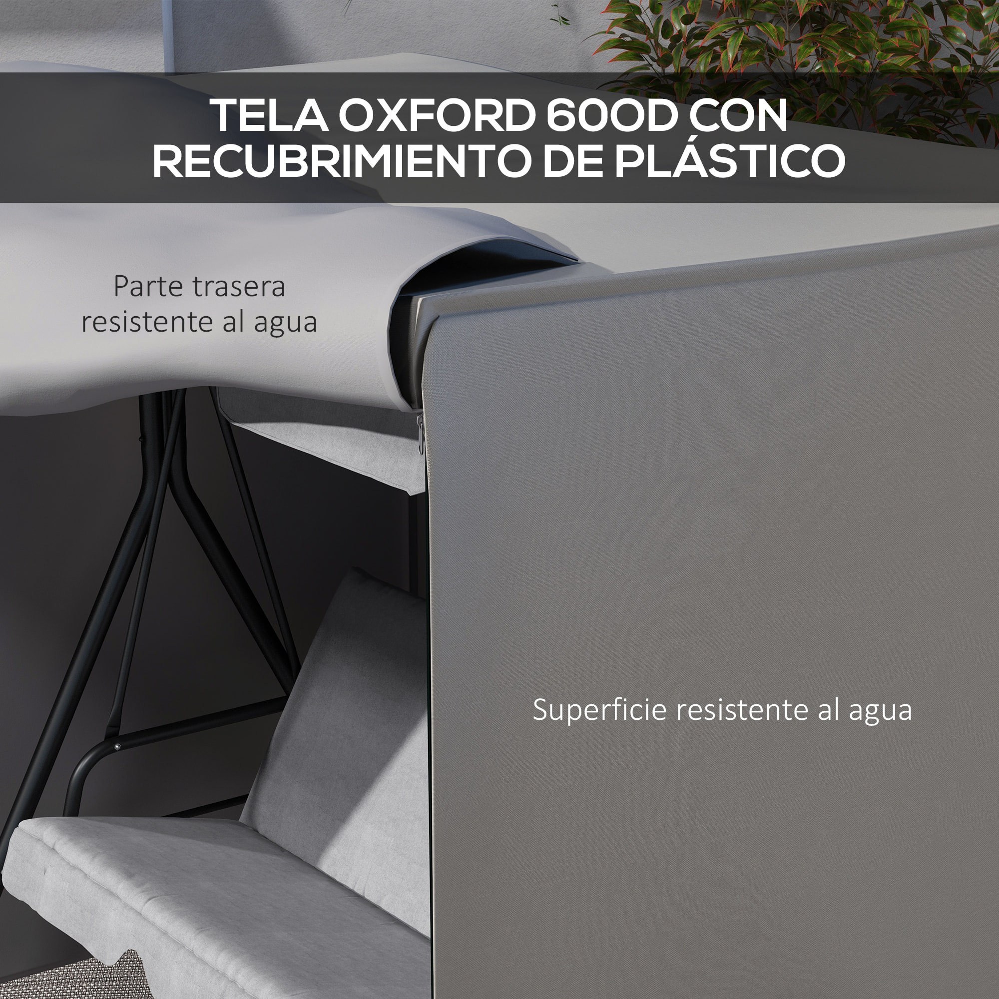 Funda Balancín Jardín Funda Columpio Jardín Exterior Cubierta de Columpio de Tela Oxford 600D con 2 Cremalleras Impermeable 177x114x152 cm Gris