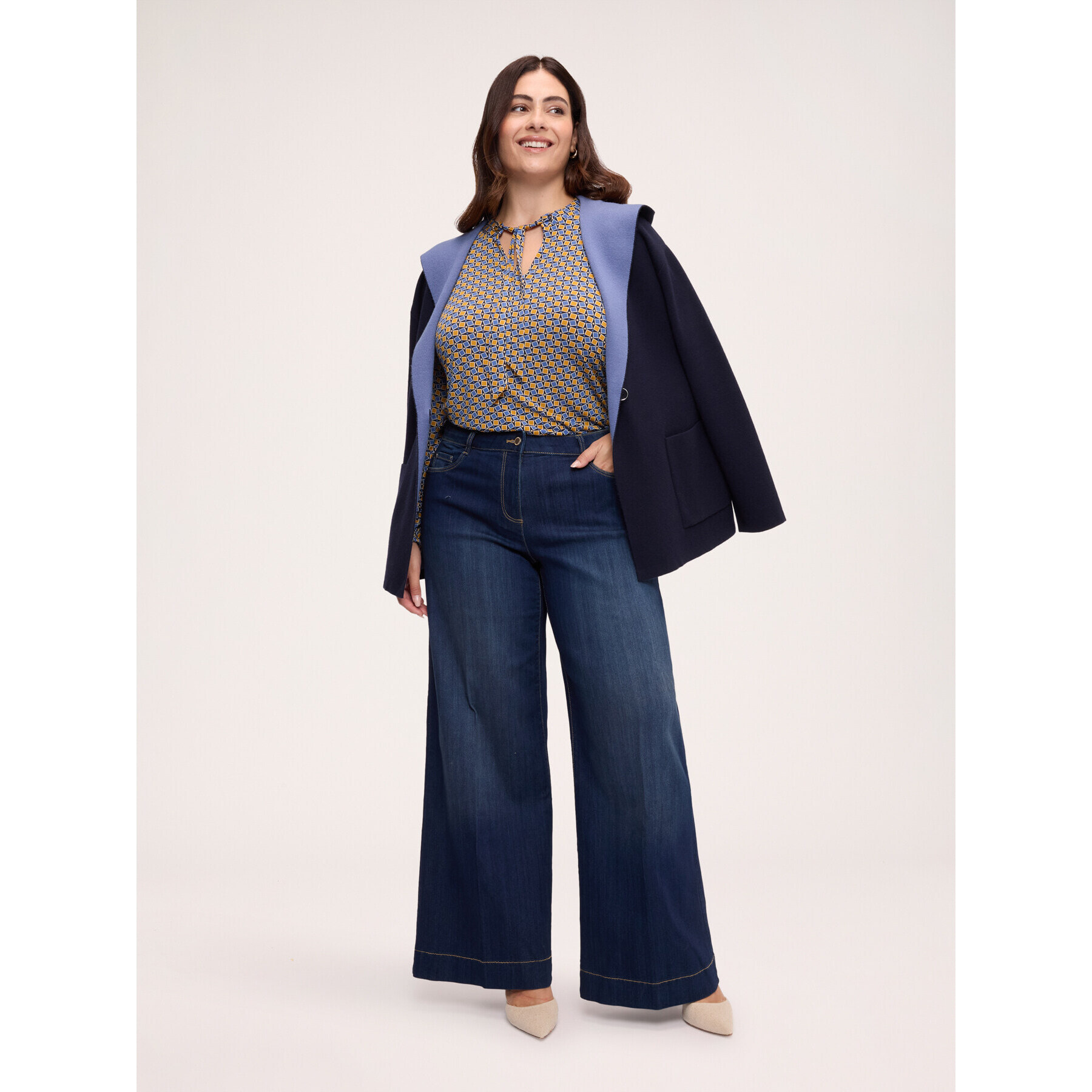 Fiorella Rubino - T-shirt con stampa e fiocco - Blu