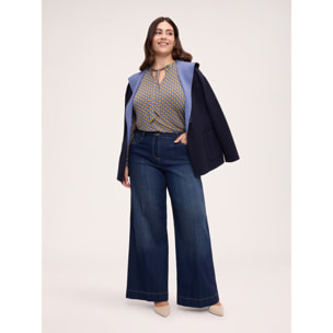 Fiorella Rubino - T-shirt con stampa e fiocco - Blu