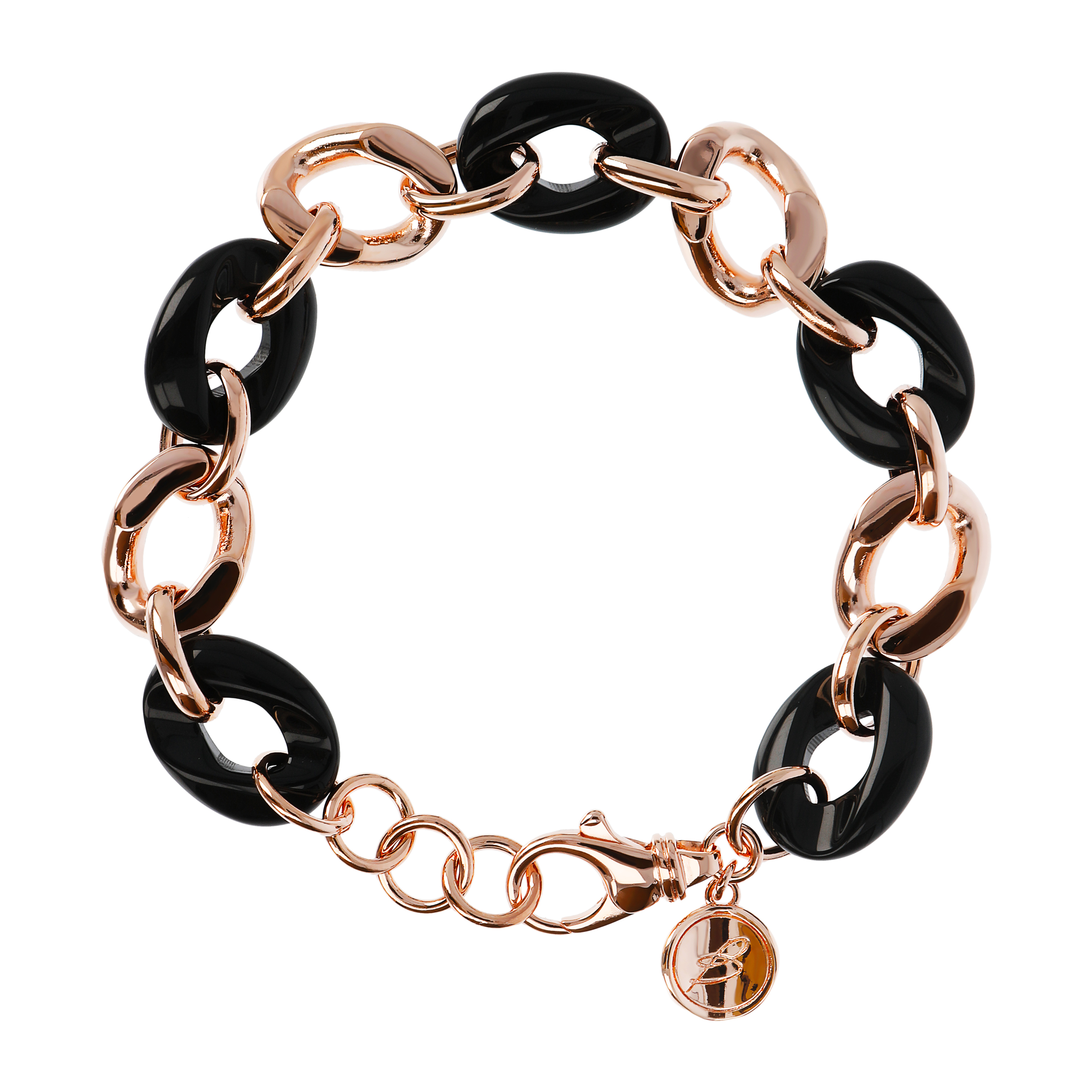 Bracciale Catena Grumetta in Onice Nero e Golden Rosé