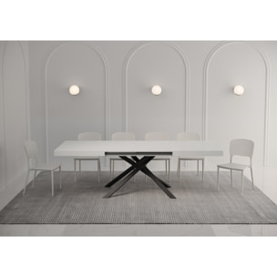 Table extensible 90x160/420 cm Karida frêne blanc pieds anthracite