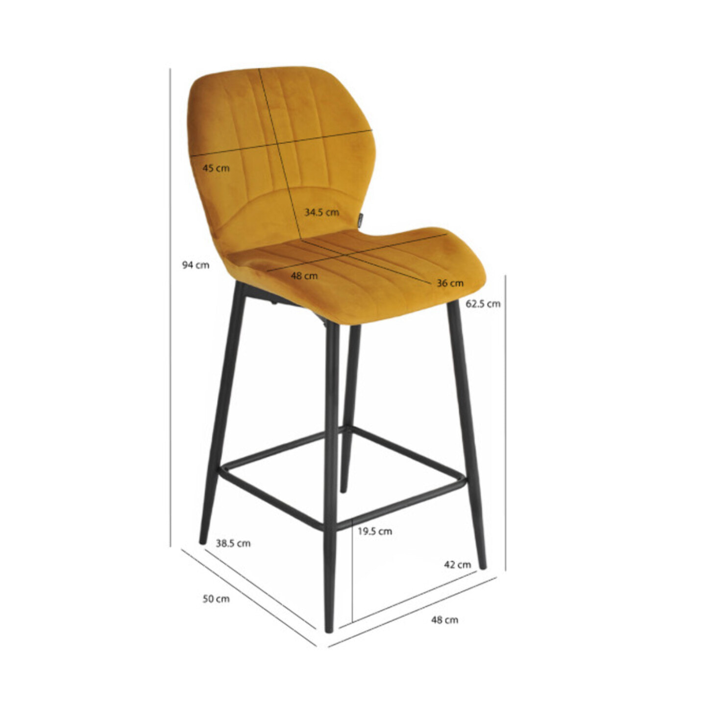 Chaise de bar en velours avec pieds en métal noir - FAUSTINE 2
