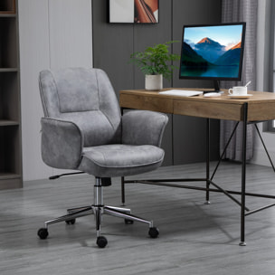 Vinsetto Silla de Oficina Ergonómica Silla Escritorio Giratoria y Ajustable en Altura con Asiento Reposabrazos y Respaldo Acolchados 67x69x92-102 cm Gris