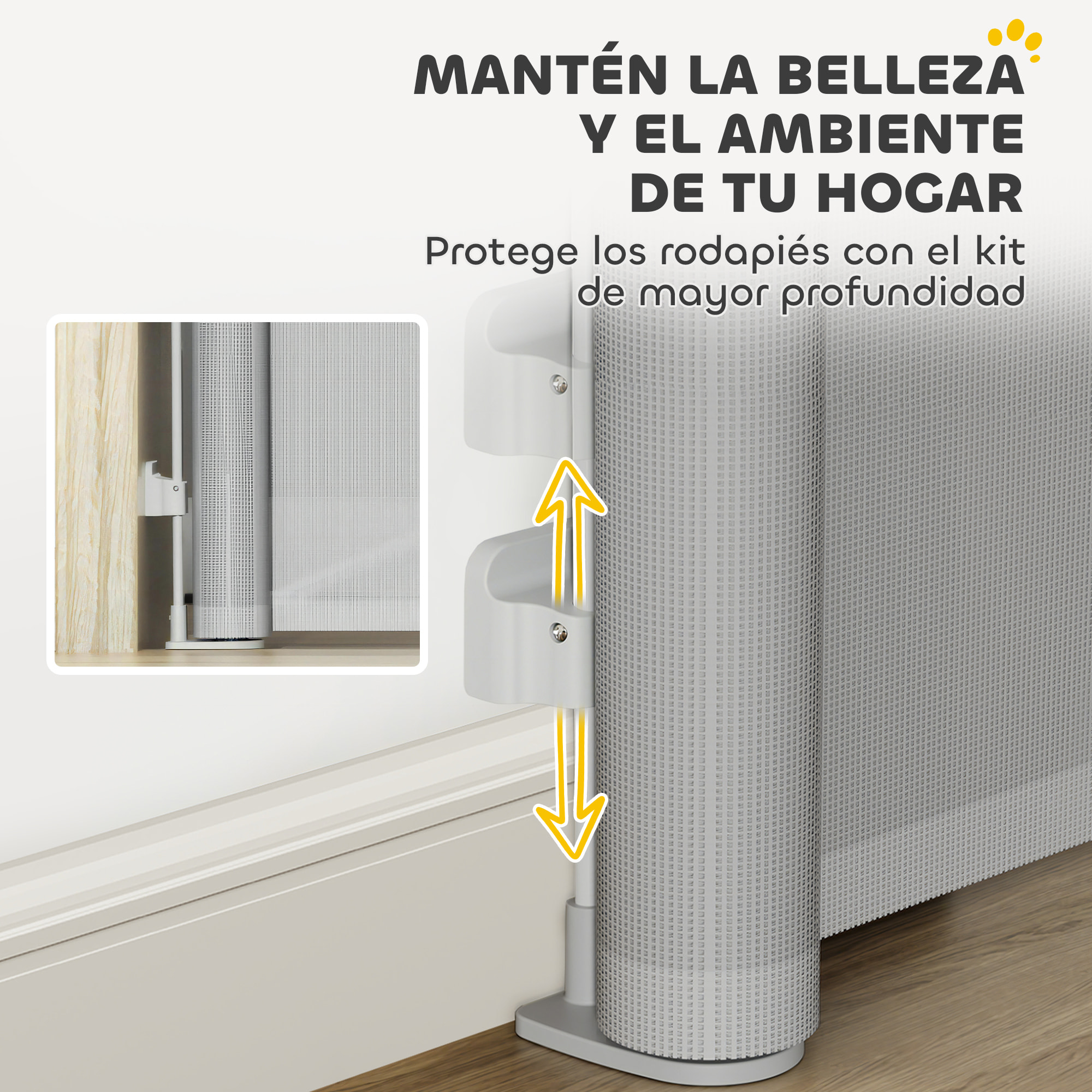 Barrera para Perros Retráctil 0-140 cm Puerta para Perros Pequeños Extensible Barrera de Seguridad para Mascotas con Interruptor de Cierre para Escaleras Puertas Pasillos Gris