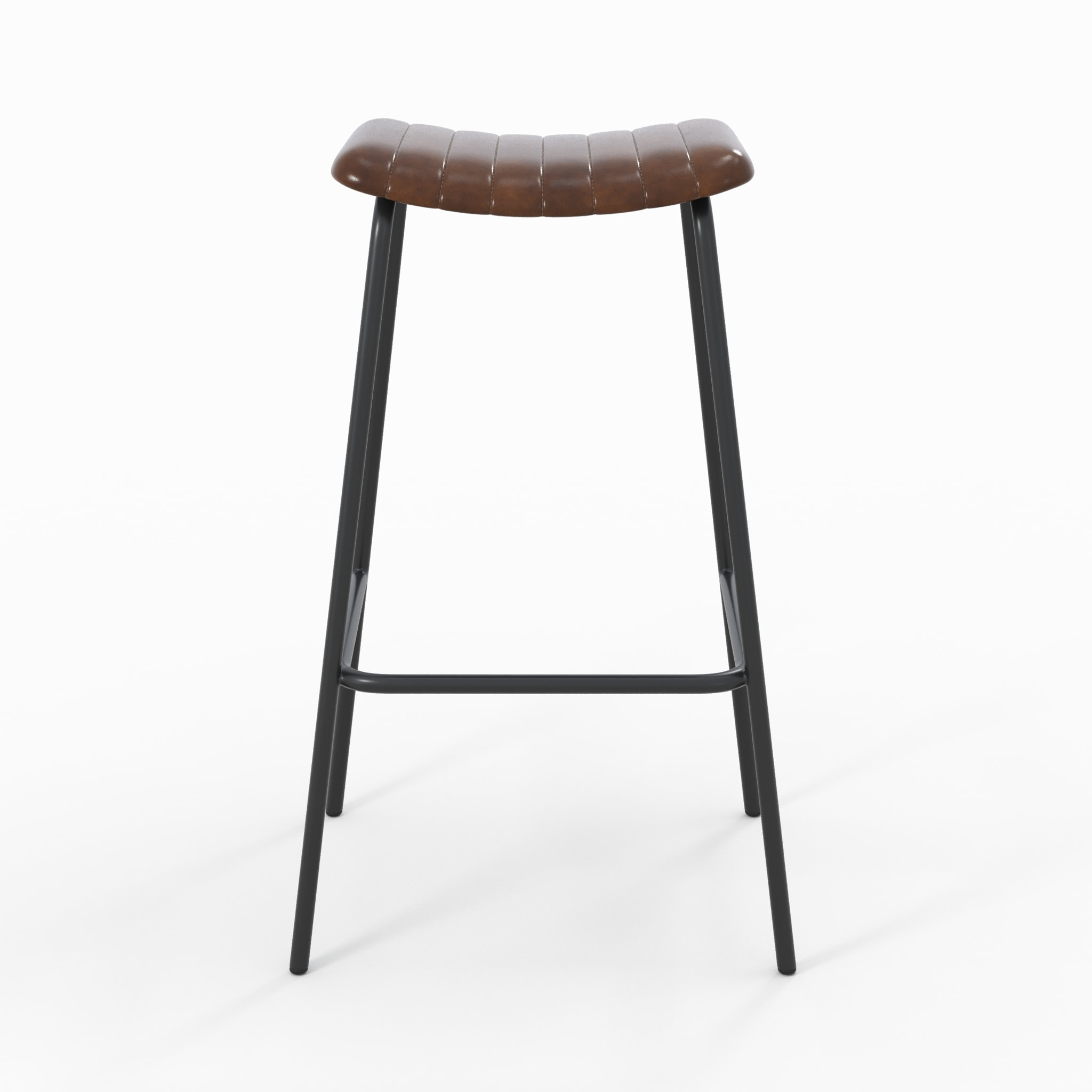 Lot de 2 tabourets de bar 77 cm en cuir marron et pieds en métal - Lupin