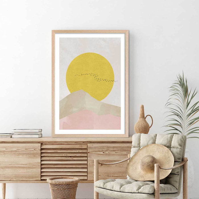 Affiche Envolée au soleil Affiche sous cadre bois
