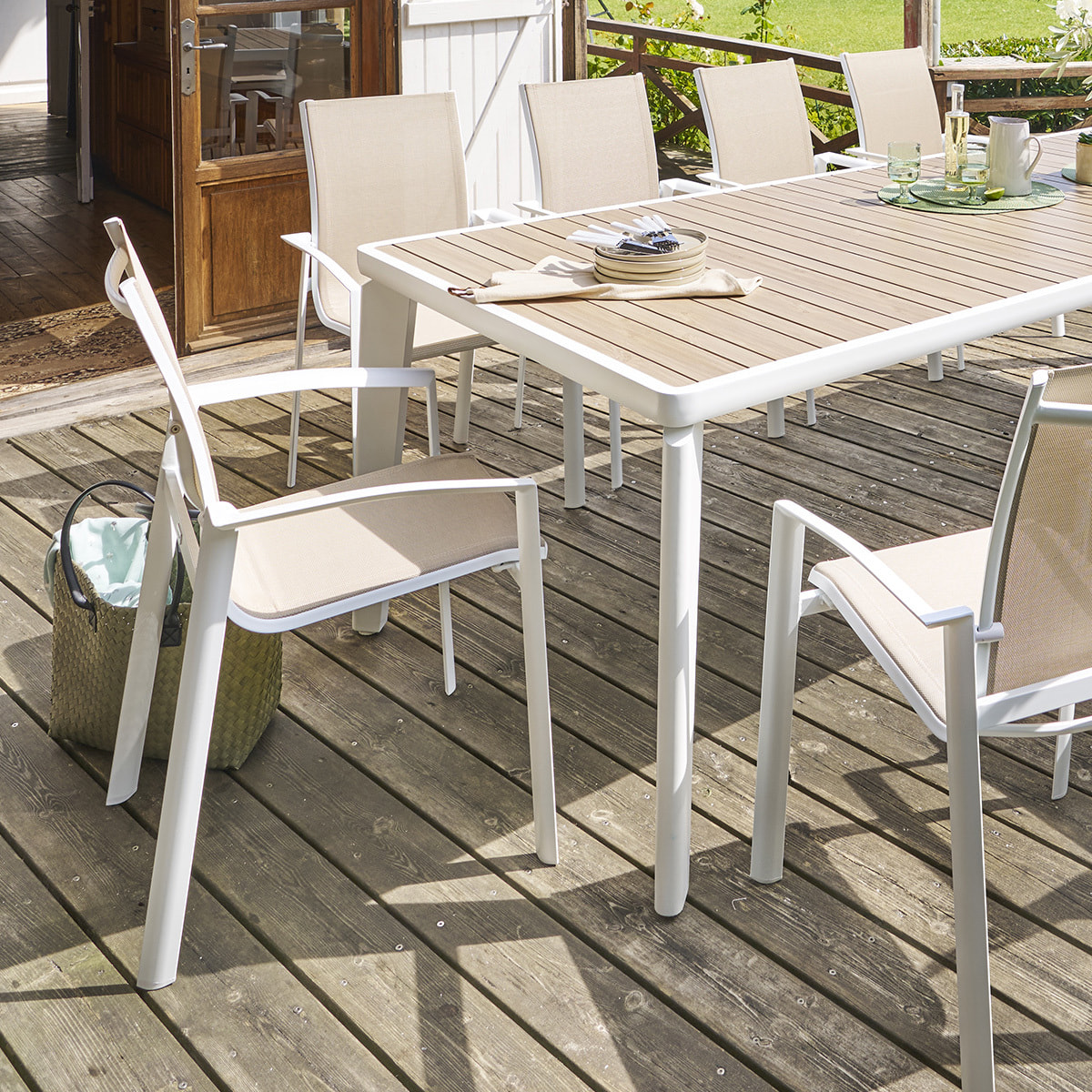 Fauteuil de jardin empilable Axant Lin & Blanc