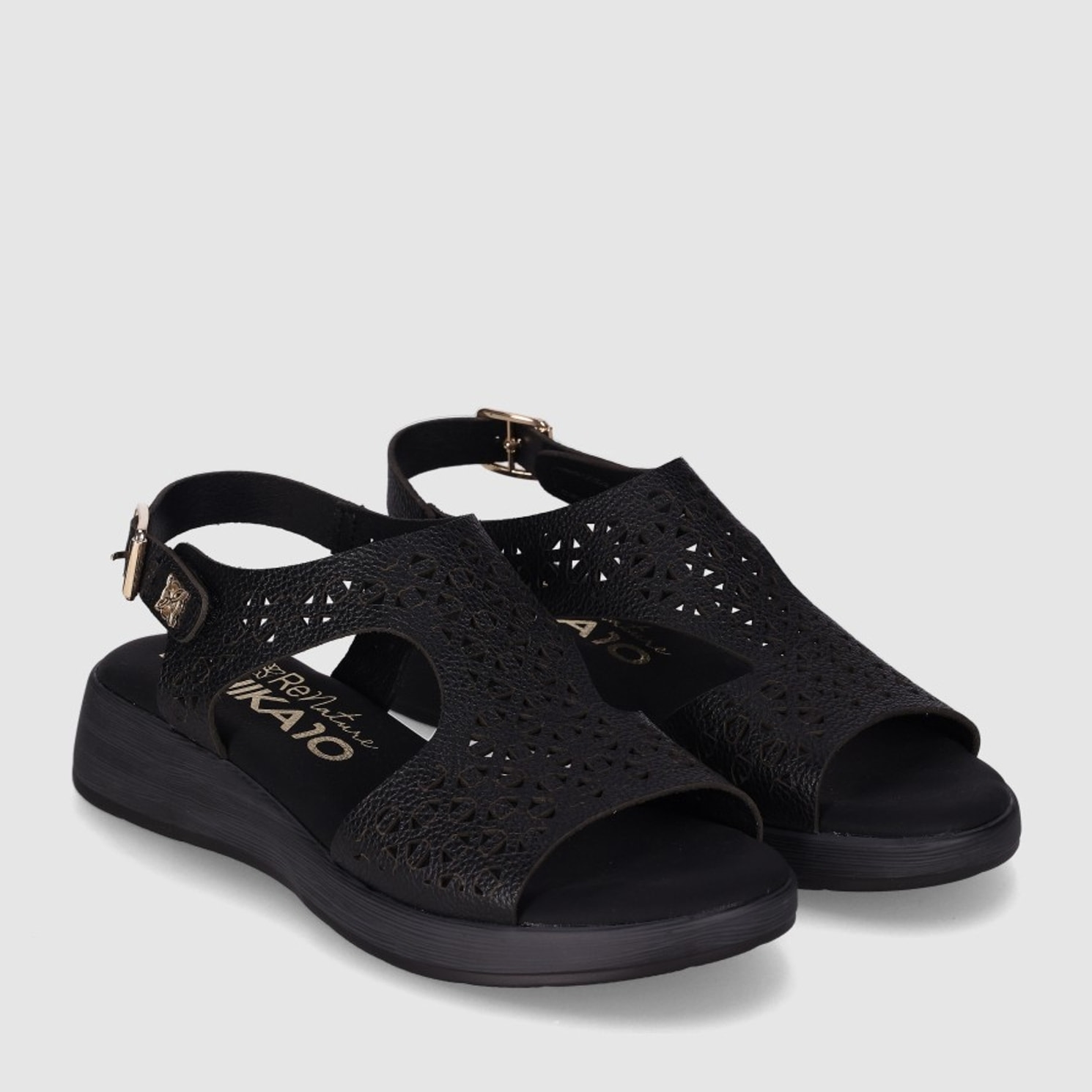 Sandalias de Piel - Negro - Tacón: 3 cm