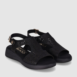 Sandalias de Piel - Negro - Tacón: 3 cm