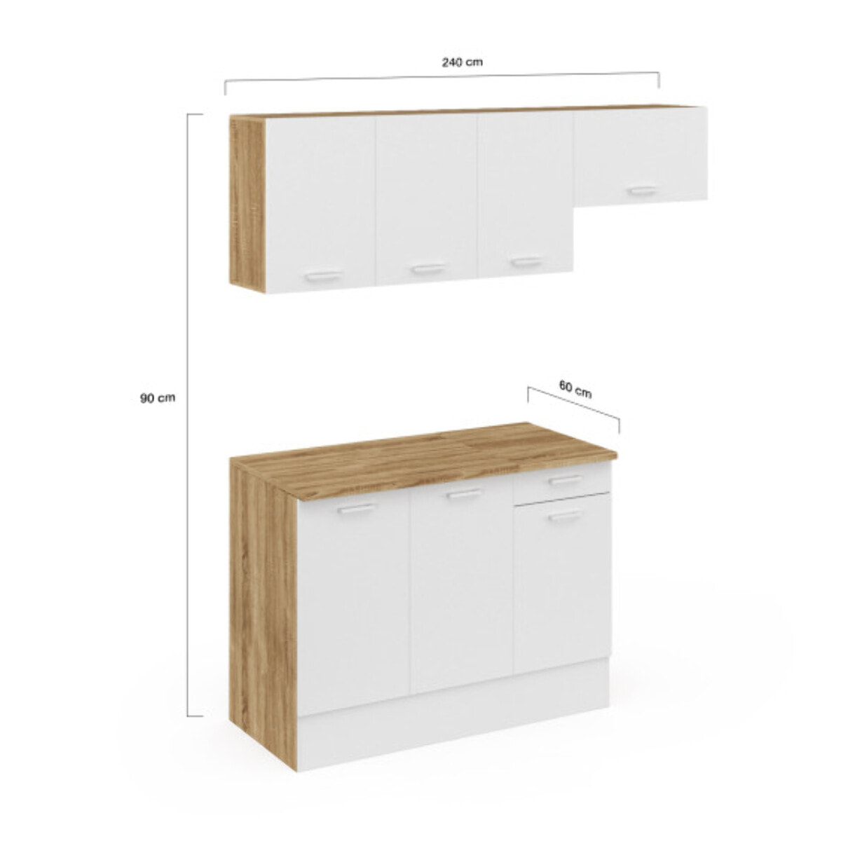 Ensemble de cuisine Allegra 180cm - Bois - Blanc