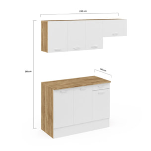 Ensemble de cuisine Allegra 180cm - Bois - Blanc