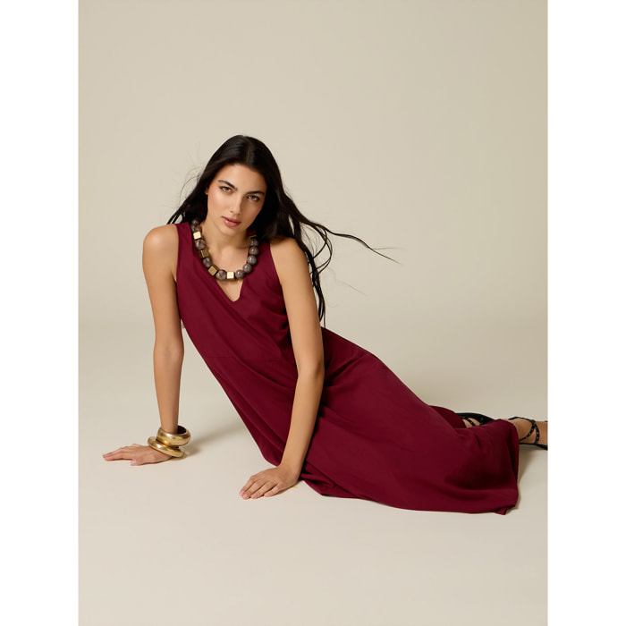 Oltre - Vestido largo off shoulders en raso - Violeta