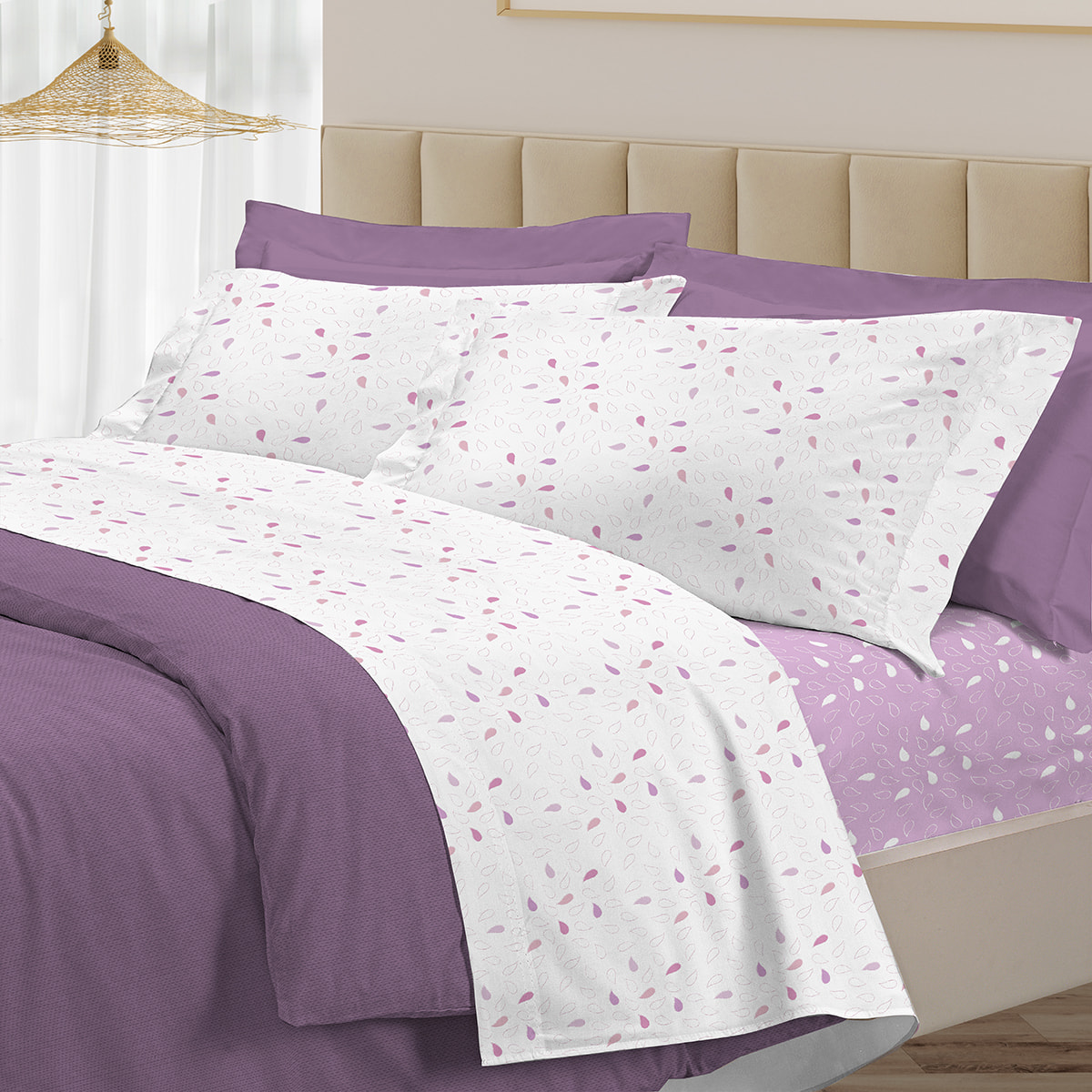 Completo letto goccia rosa