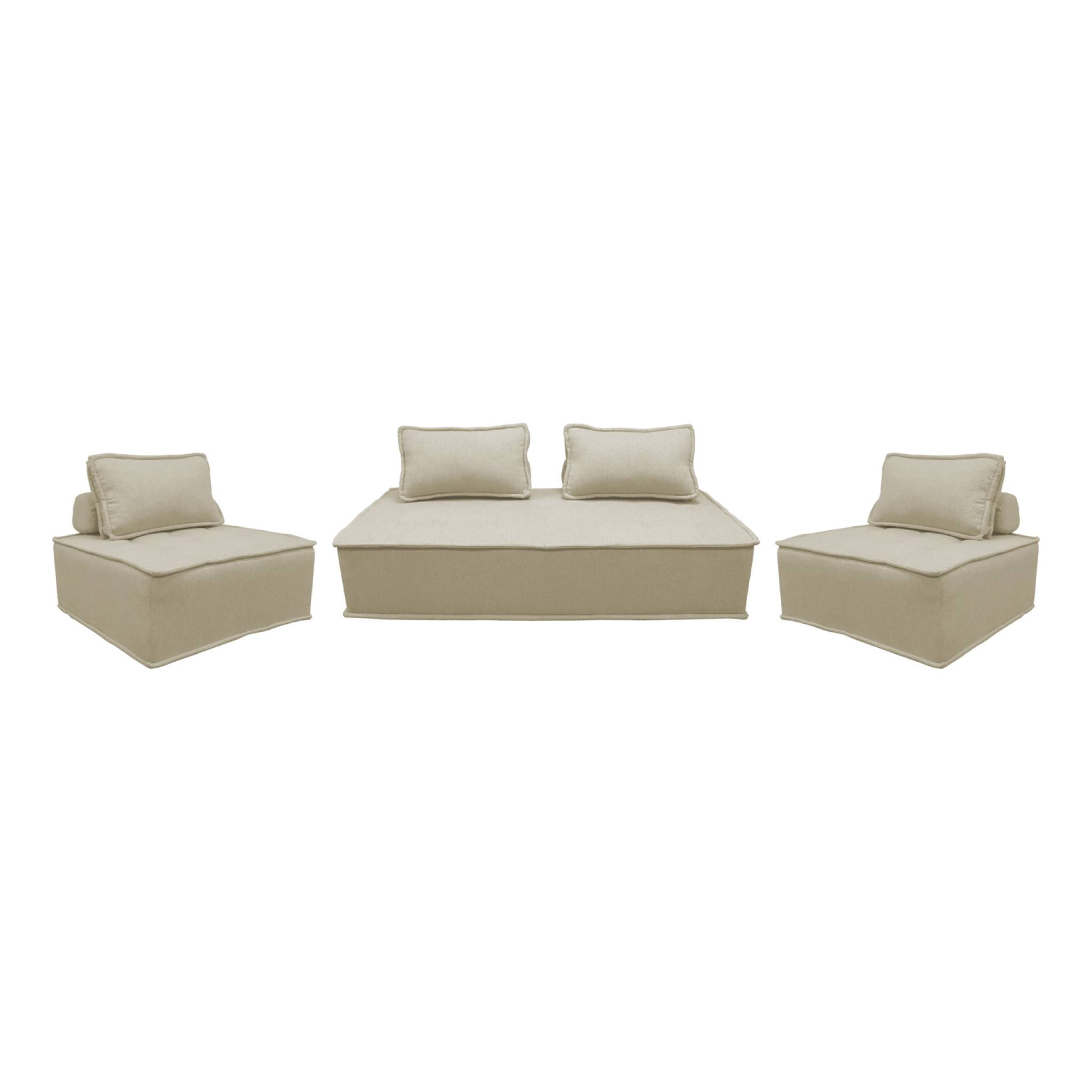 Ensemble chauffeuses DAO pour canapé modulable en tissu capitonné 4 places beige