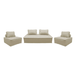 Ensemble chauffeuses DAO pour canapé modulable en tissu capitonné 4 places beige