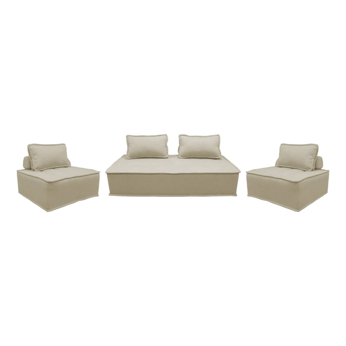 Ensemble chauffeuses DAO pour canapé modulable en tissu capitonné 4 places beige