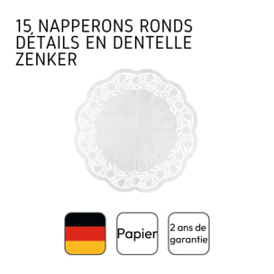 Lot de 15 napperons papier ronds pour tartes et gâteaux Zenker