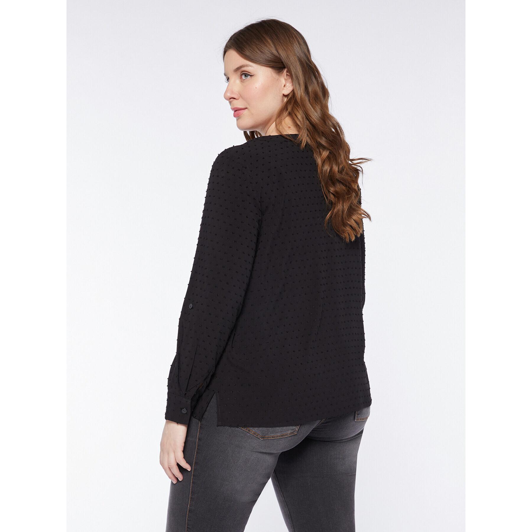 Fiorella Rubino - Blusa in plumetis di viscosa ECOVERO™ - Nero