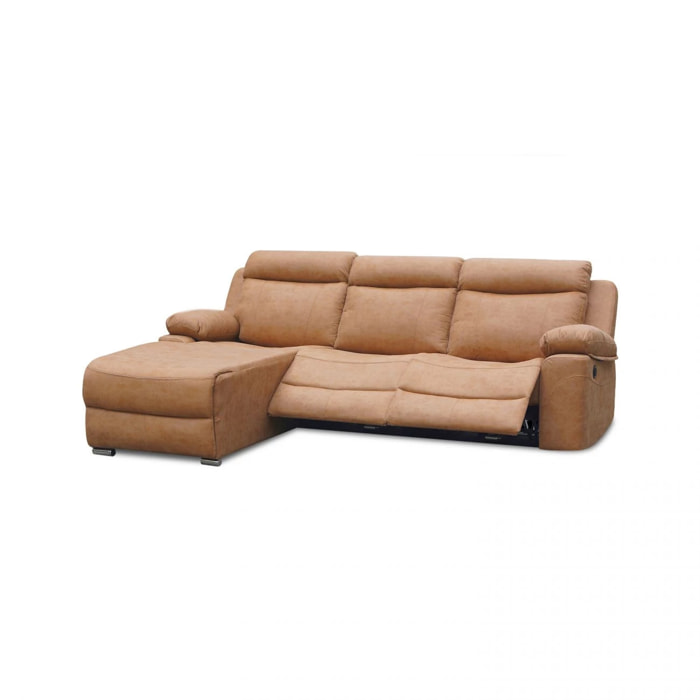 Sofá relax eléctrico con chaiselongue derecho Nellie 3 plazas Piedra