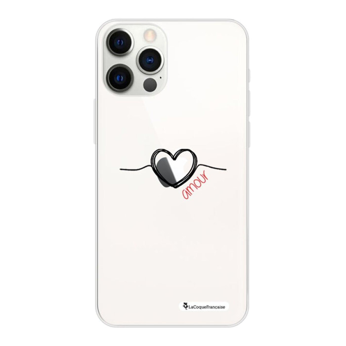 Coque iPhone 12/12 Pro silicone transparente Coeur Noir Amour ultra resistant Protection housse Motif Ecriture Tendance La Coque Francaise
