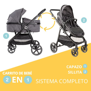 Carrito Bebé 2 en 1, Silla de Paseo | Capazo Acolchado, Modelo Versa