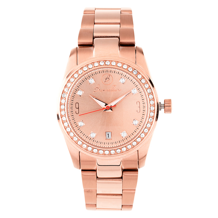 Orologio da Polso in Acciaio con Cubic Zirconia e Placcatura in Oro Rosa 18kt