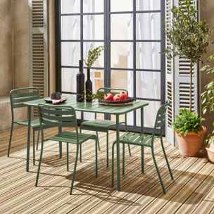 Table de jardin métal + 4 assises AMELIA