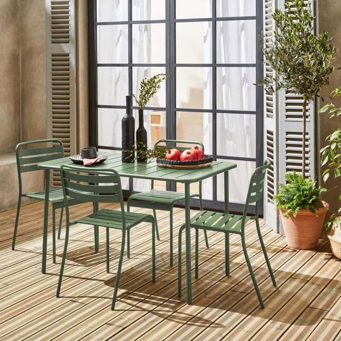Table de jardin métal + 4 assises AMELIA