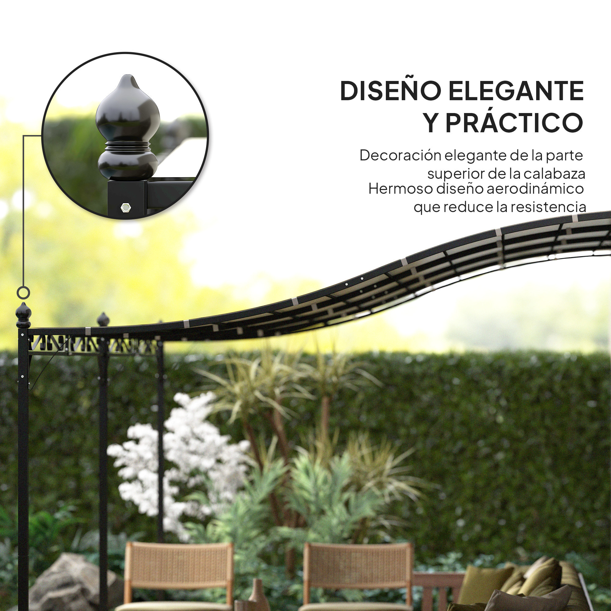 Pérgola de Pared de Jardín 3x6 m, Cenador de Jardín con Techo Inclinado, Orificios de Drenaje y Estructura Metálica, Resistente a la Intemperie, para Patio, Terraza, Balcón, Blanco Crema