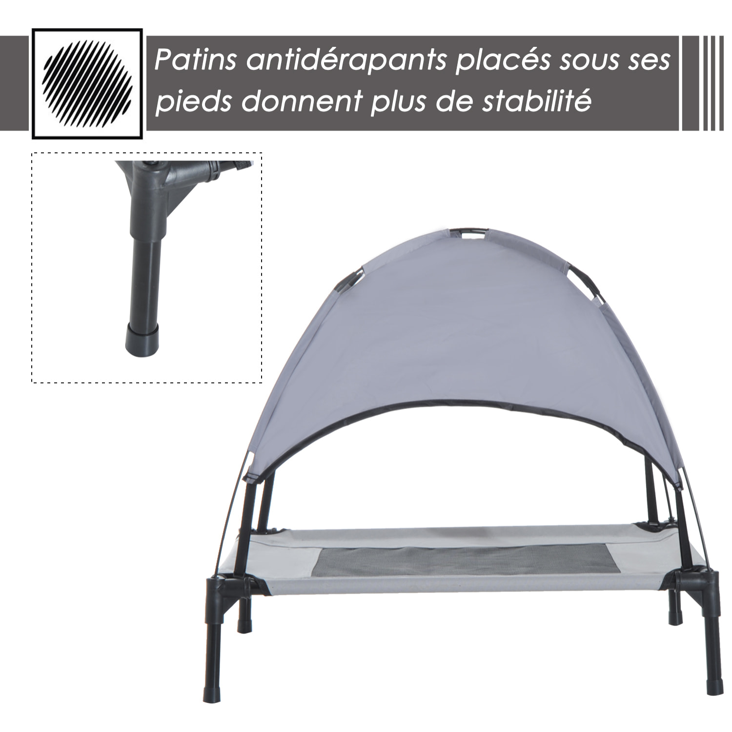 Lit pour chien chat sur pieds + parasol + sac de transport