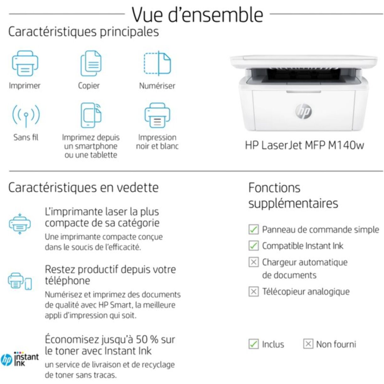 Imprimante multifonction HP LaserJet M140w