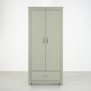 Armadio in legno salvia 2 ante e 1 cassetto 80x180x50 cm - Ginevra