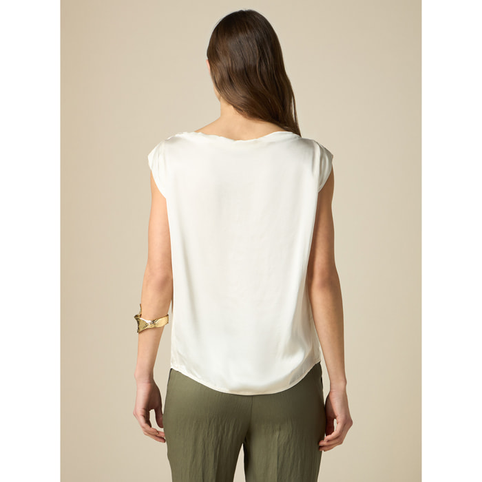 Oltre - Blusa in raso di viscosa - Bianco