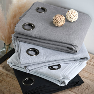 Rideau occultant  -  - Effet tweed - Ecru
