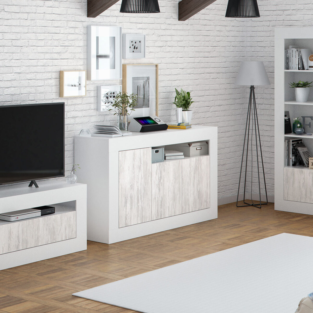 Aparador Baltik 3 Puertas 87x144x42 Cm Blanco Artik
