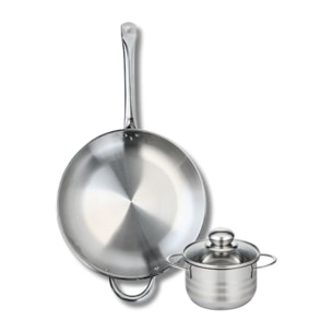 Ensemble de 1 Poêle de cuisson 32 cm et 1 faitout 14 cm Elo Profi Brillant