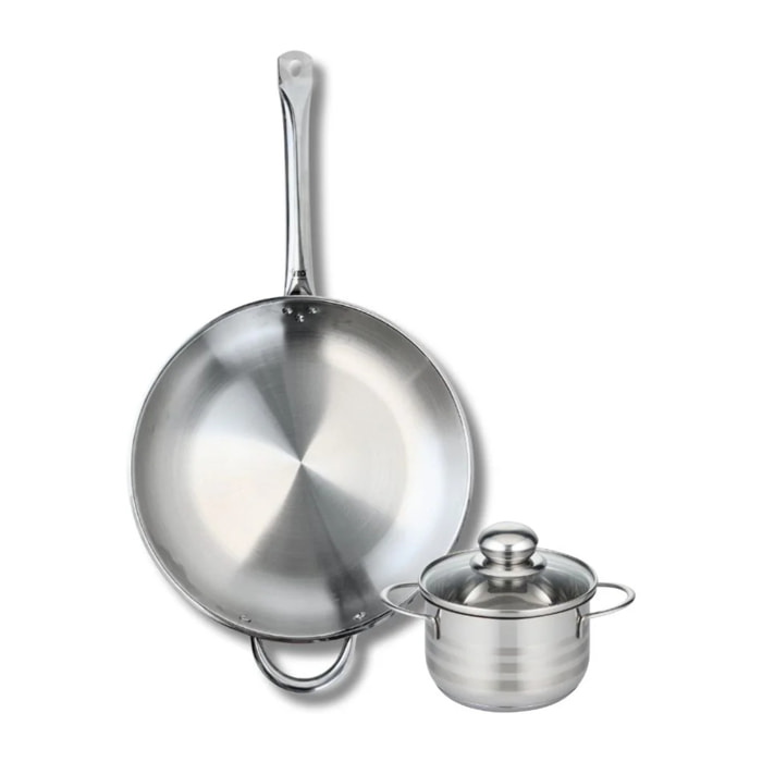 Ensemble de 1 Poêle de cuisson 32 cm et 1 faitout 14 cm Elo Profi Brillant