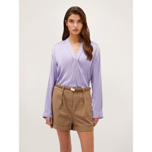 Motivi - Blusa de satén cruzada - Violeta