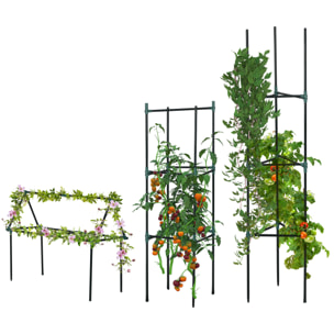 Juego de 3 Enrejados de Jardín Soportes para Plantas Trepadoras con Marco de Acero para Frutas Verduras Flores Decoración Exterior Patio Terraza 38x38x182 cm Verde