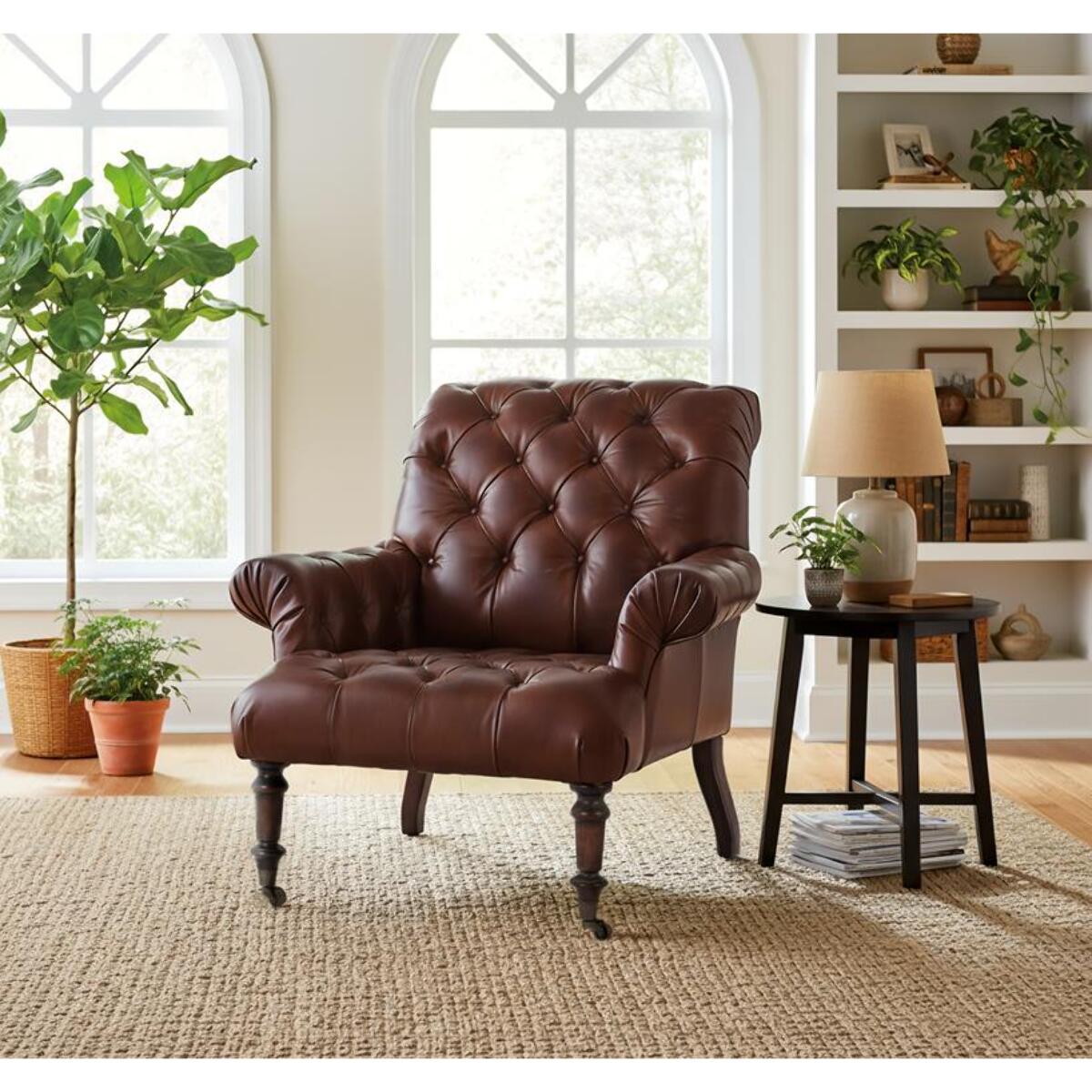 FAUTEUIL EN CUIR - 94 x 92 x 99 cm