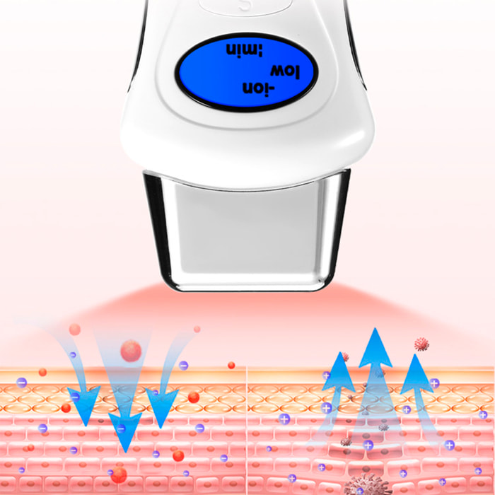 Instrumento de belleza EMS con modo de iones y 3 intensidades de corriente.