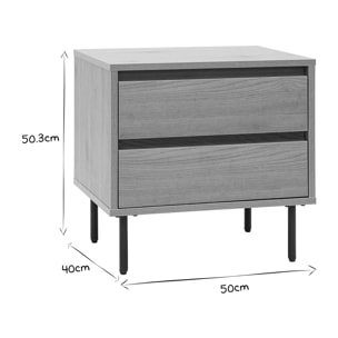 Table de chevet avec rangements 2 tiroirs finition bois clair chêne ARAGON