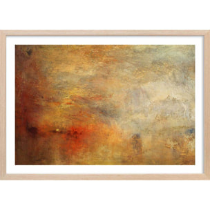 Poster Soleil couchant sur un lac - Joseph Mallord William Turner Affiche + cadre en bois - Chêne