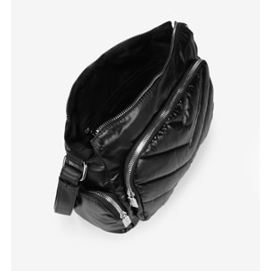 Bolso bandolera acolchada negra con bolsillos