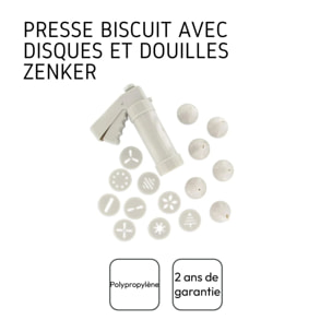 Presse-biscuit et 6 embouts et 10 disques de motifs Zenker Smart Pastry