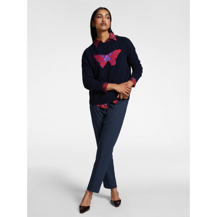 Elena Mirò - Pantaloni dritti fantasia - Blu