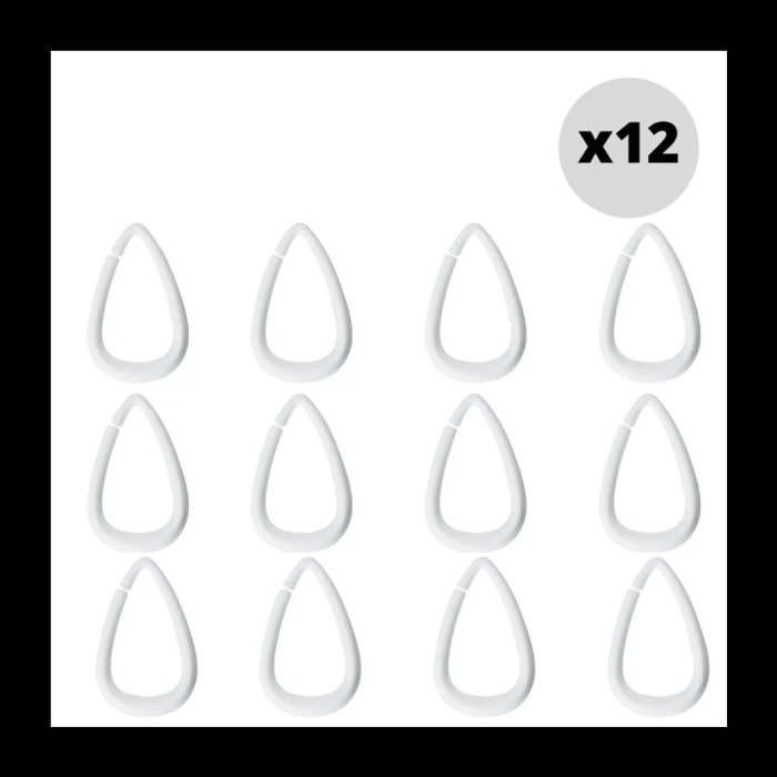 Lot de 12 anneaux pour rideaux de douche DROP Blanc Spirella