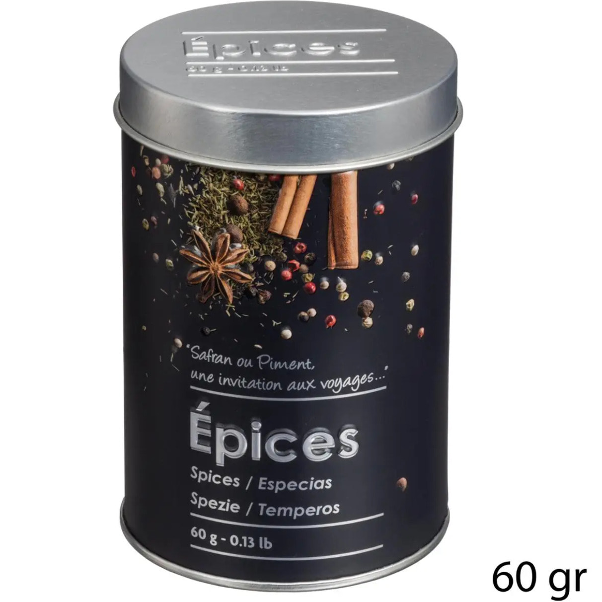 Boîte à épices 60g métal "Black Edition" noir