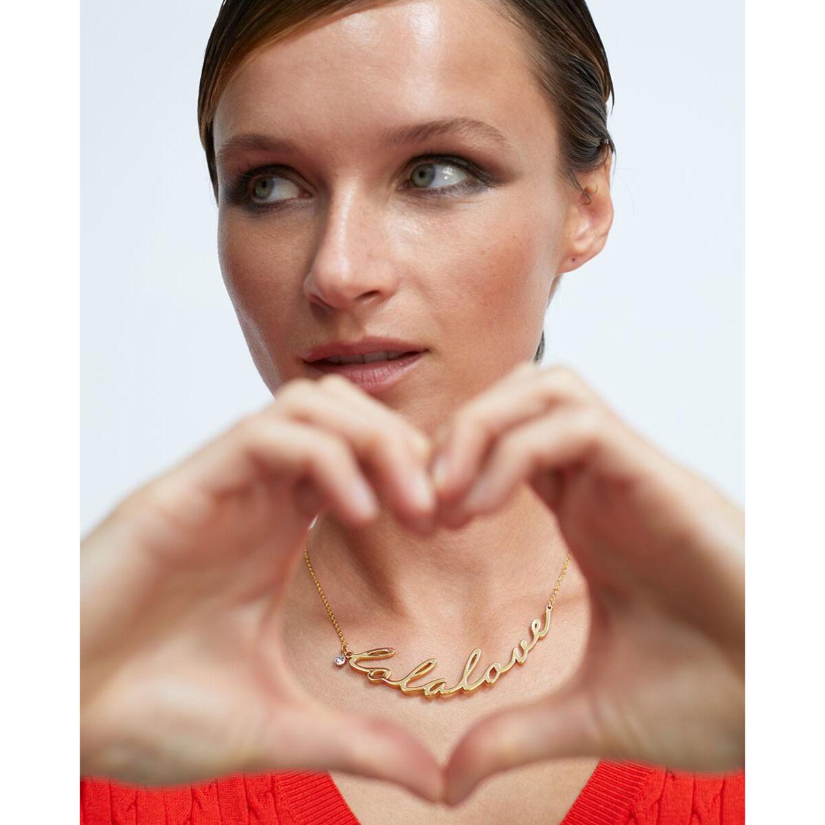 Collana essenziale con catena d'amore scritta a mano da Lola