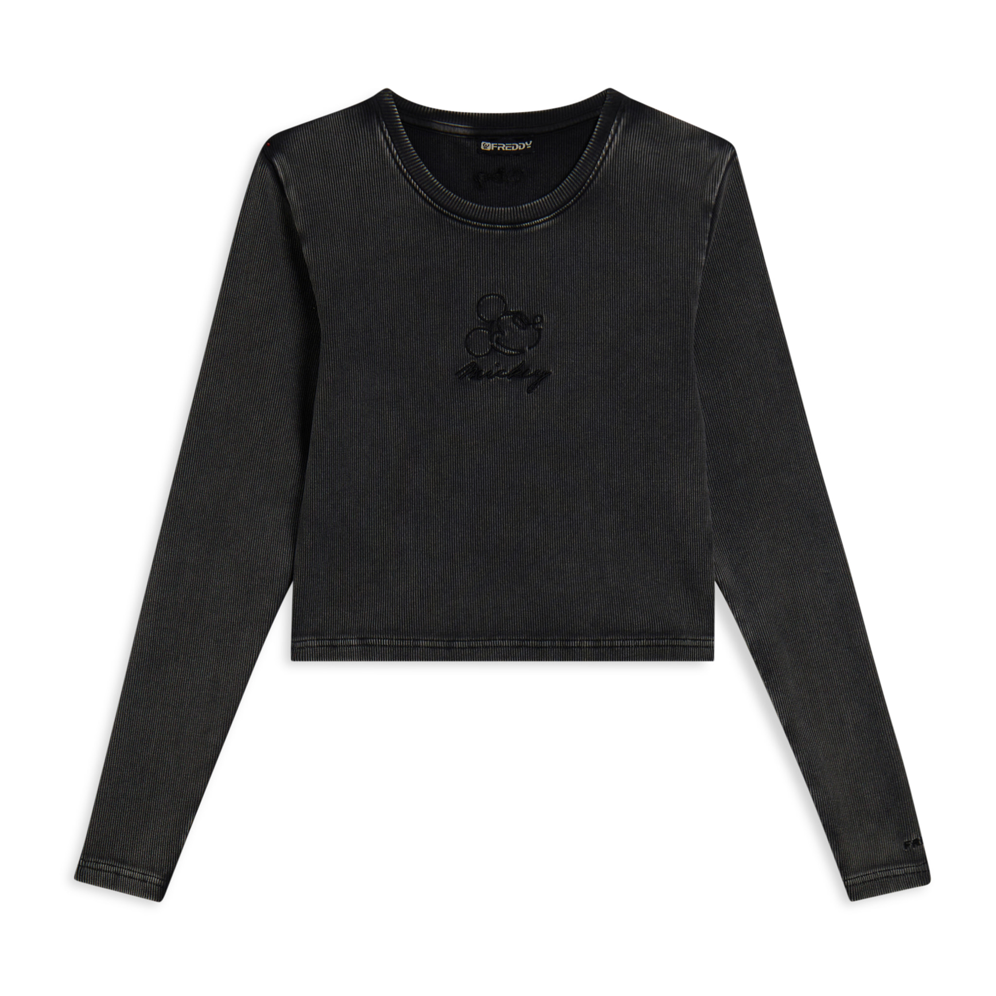 T-shirt cropped da donna a manica lunga con ricami Disney